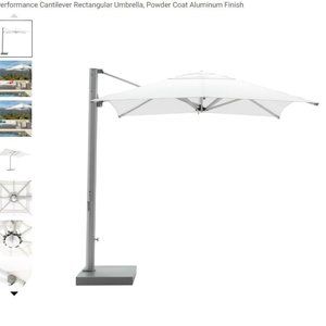 Performance Cantilever Rectangular Umbrella, Powder Coat Aluminum Finish